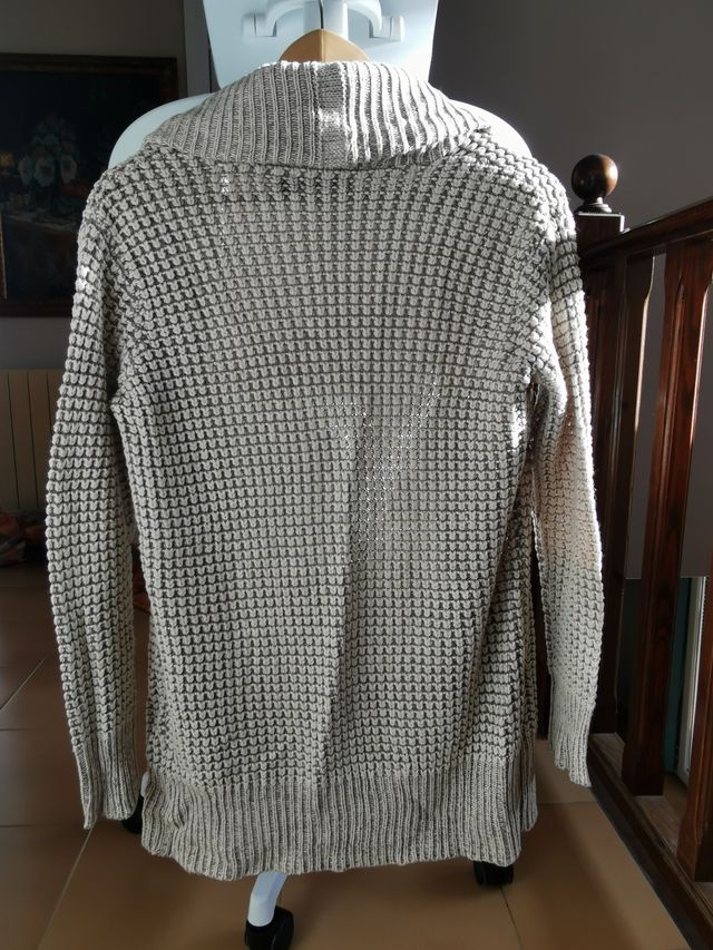 Cárdigan beige y gris talla única