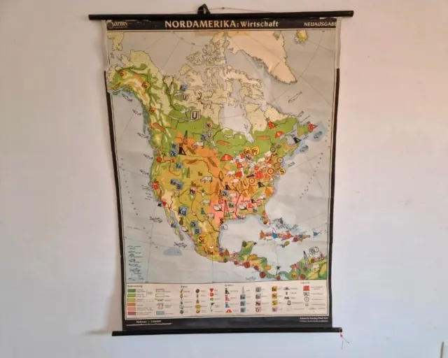 Mapa mural escolar antiguo Norteamérica