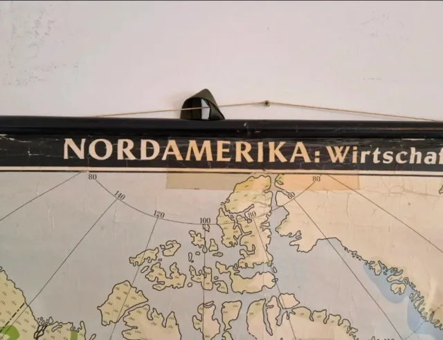 Mapa mural escolar antiguo Norteamérica