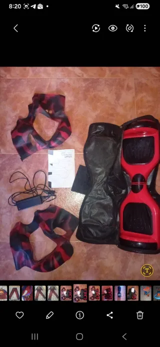 Hoverboard rojo con funda y cargador