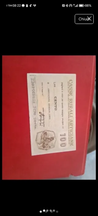 Mini assegno 100 Lire anni '70