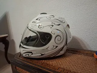 Casco Moto Blanco y Negro