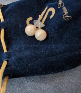 Orecchini in marmo beige e rosa