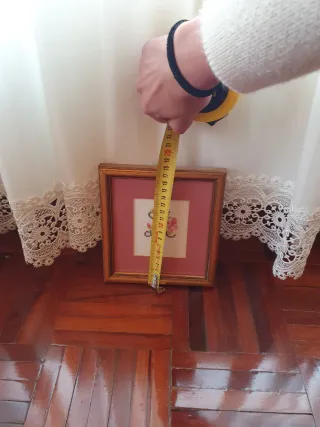 Cuadro Letra A Bordada Marco Madera