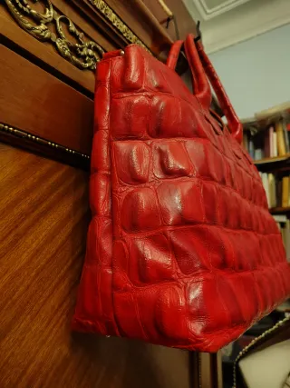Bolso Piel Rojo Italiano Auténtico
