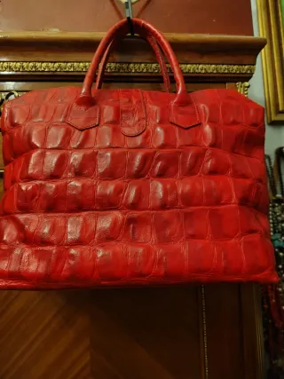 Bolso Piel Rojo Italiano Auténtico