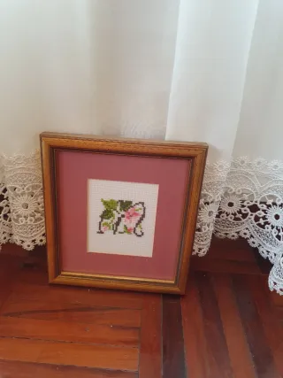 Cuadro Marco Letra M Rosa Flores