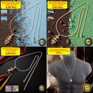 Conjunto Cruz y Cadena Oro 18k