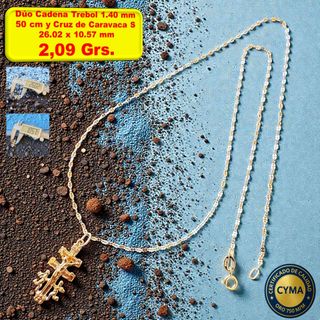 Conjunto Cruz y Cadena Oro 18k