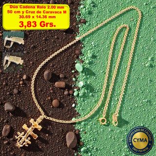 Conjunto Cruz y Cadena Oro 18k