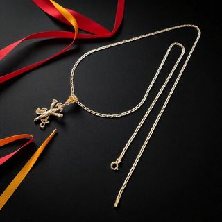 Conjunto Cruz y Cadena Oro 18k