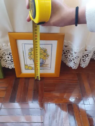 Pack 2 cuadros flores marco madera