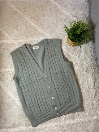 Chaleco de punto vintage gris