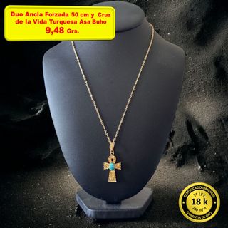 Conjunto Cadena y Cruz Oro 18 Kilates
