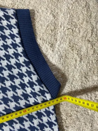Chaleco Vintage Houndstooth Azul y Blanco
