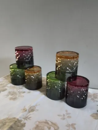 Set 6 Bicchieri Vetro Colorati