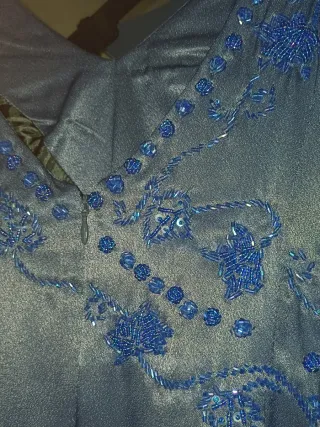 Vestido rosa y morado con estampado