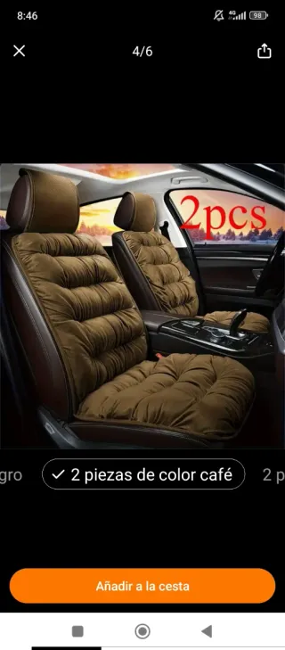 Fundas Cojín Asientos Coche Marrón (2 uds)