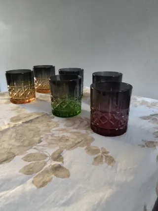 Set 6 Bicchieri Vetro Colorati