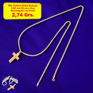 Conjunto Cadena y Cruz Oro 18 Kilates