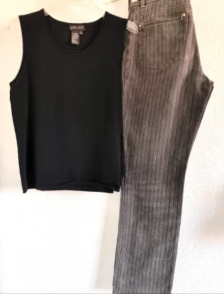 Conjunto EPISODE Top Negro y Pantalón Rayas