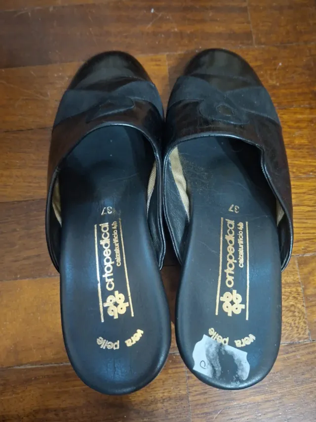 Ciabatte Ortopediche Donna Vera Pelle Nere