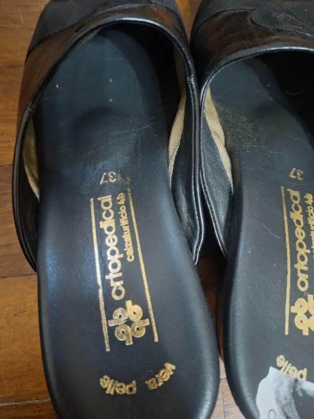 Ciabatte Ortopediche Donna Vera Pelle Nere