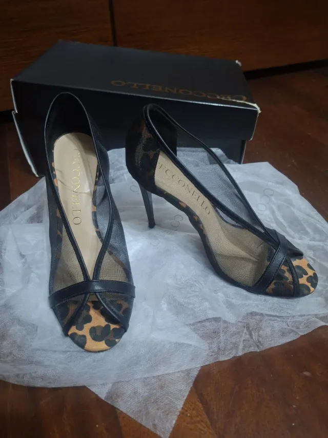 Décolleté Ceccconello tacco mesh leopardato