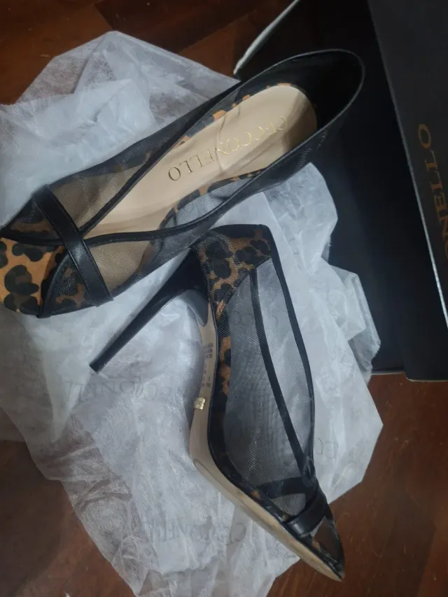 Décolleté Ceccconello tacco mesh leopardato