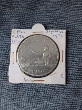 Moneda 5 Pesetas Plata 1870 República