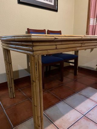 Mesa Comedor Bambú y Cristal 6 Personas