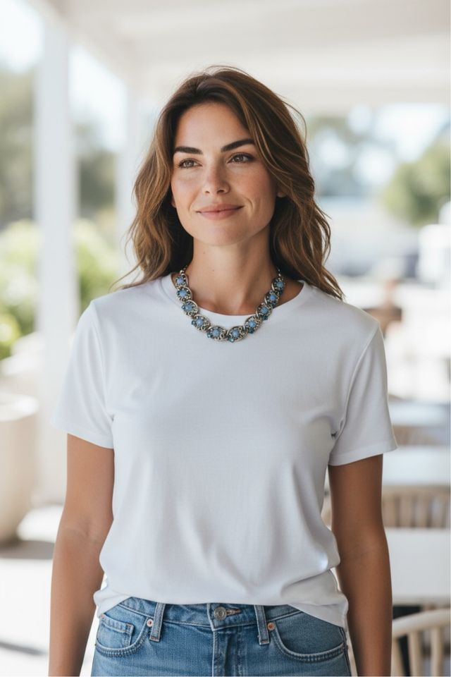 Collar vintage azul y plateado