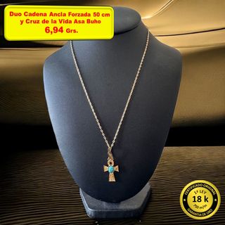 Conjunto Cruz de la Visa y Cadena Oro 18 Kilates
