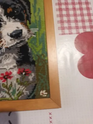 Quadretto cane con fiori