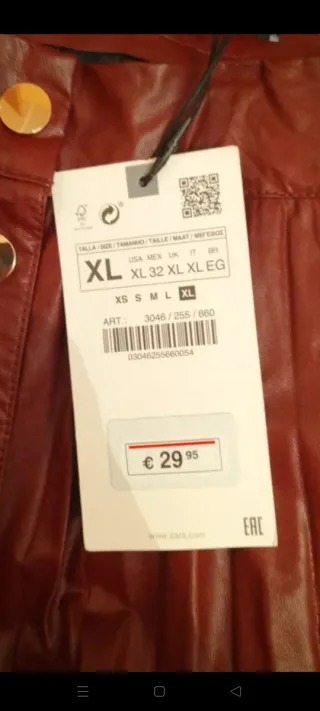 Falda Zara XL granate, nueva. No regateo