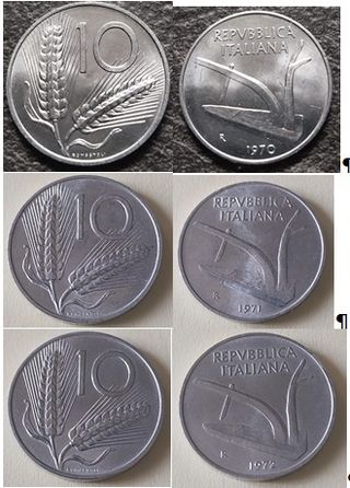 16 Monete 10 Lire Spighe Grano dal '67 al '83 Ita