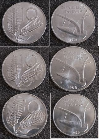 16 Monete 10 Lire Spighe Grano dal '67 al '83 Ita