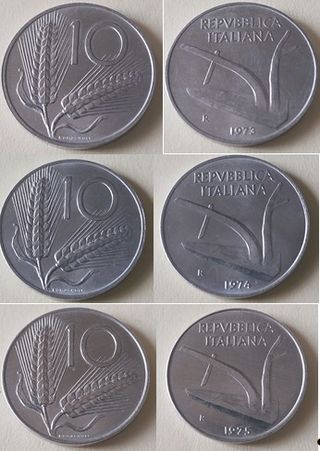 16 Monete 10 Lire Spighe Grano dal '67 al '83 Ita