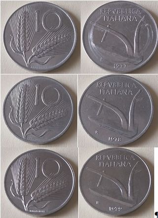 16 Monete 10 Lire Spighe Grano dal '67 al '83 Ita