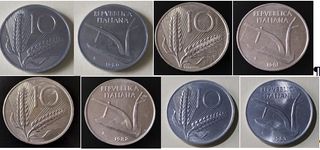 16 Monete 10 Lire Spighe Grano dal '67 al '83 Ita