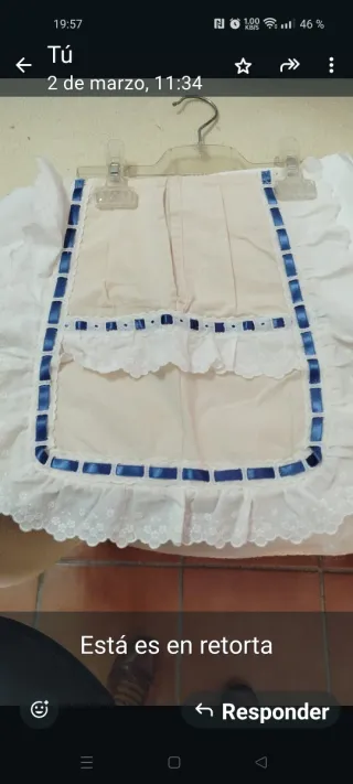Falda Fallera Damasco Azul