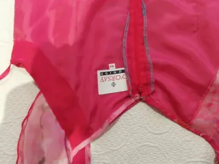 Vestido largo fiesta rosa y morado