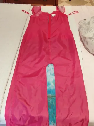 Vestido largo fiesta rosa y morado