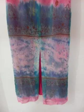 Vestido largo fiesta rosa y morado