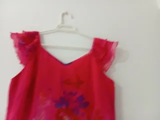 Vestido largo fiesta rosa y morado