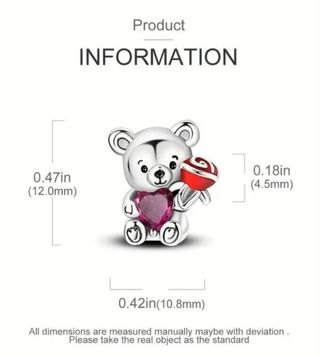 NUEVO Charm Oso Corazón plata 925 para Pandora