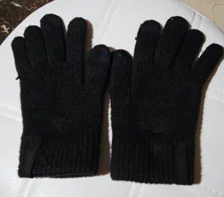 Guantes Lana Merino Negros.  Talla M