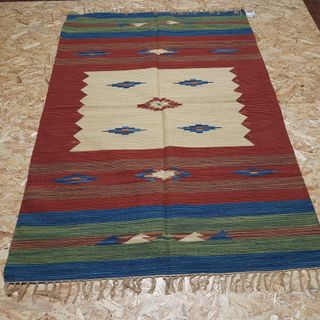 Kilim lana 200x140 cm beige rosso