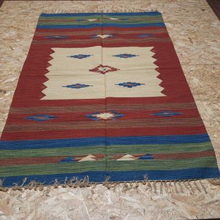 Kilim lana 200x140 cm beige rosso