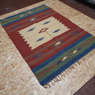 Kilim lana 200x140 cm beige rosso